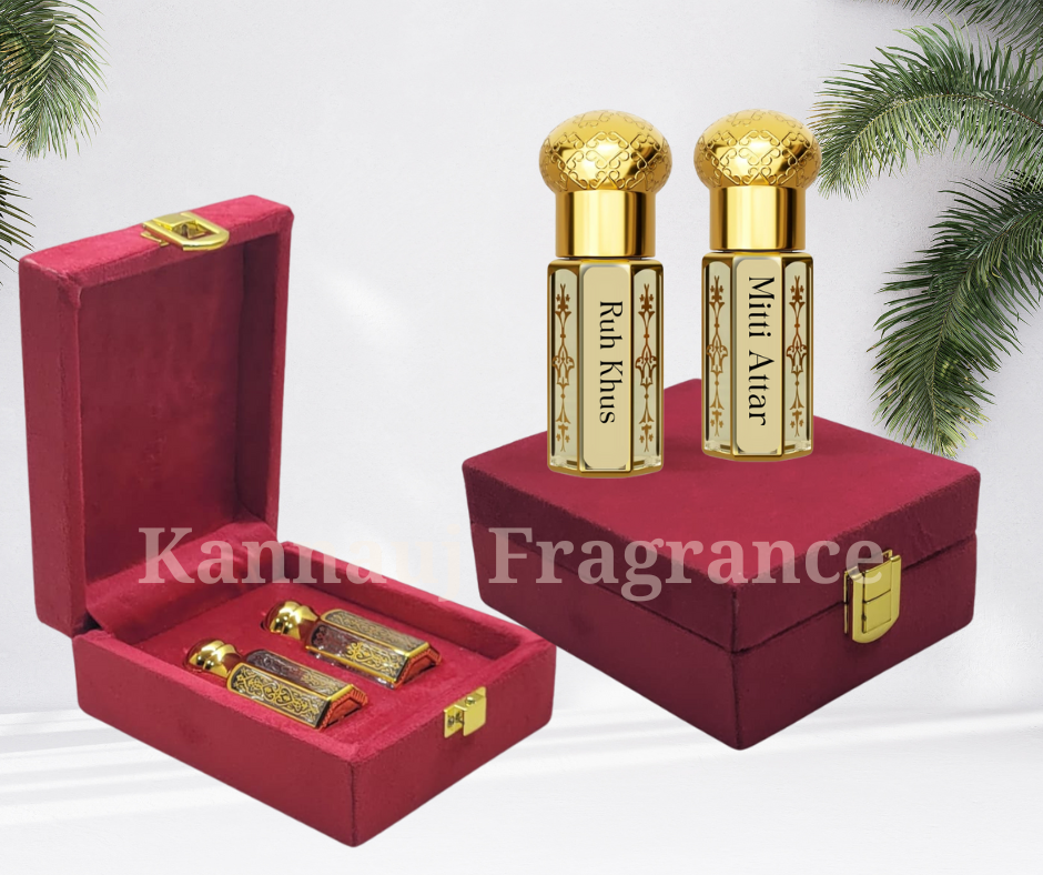 Pack Of Two Attar (Mitti & Ruh Khus) | Authentic Indian Attar | Pure Natural Pack Of Attar By Kannauj
