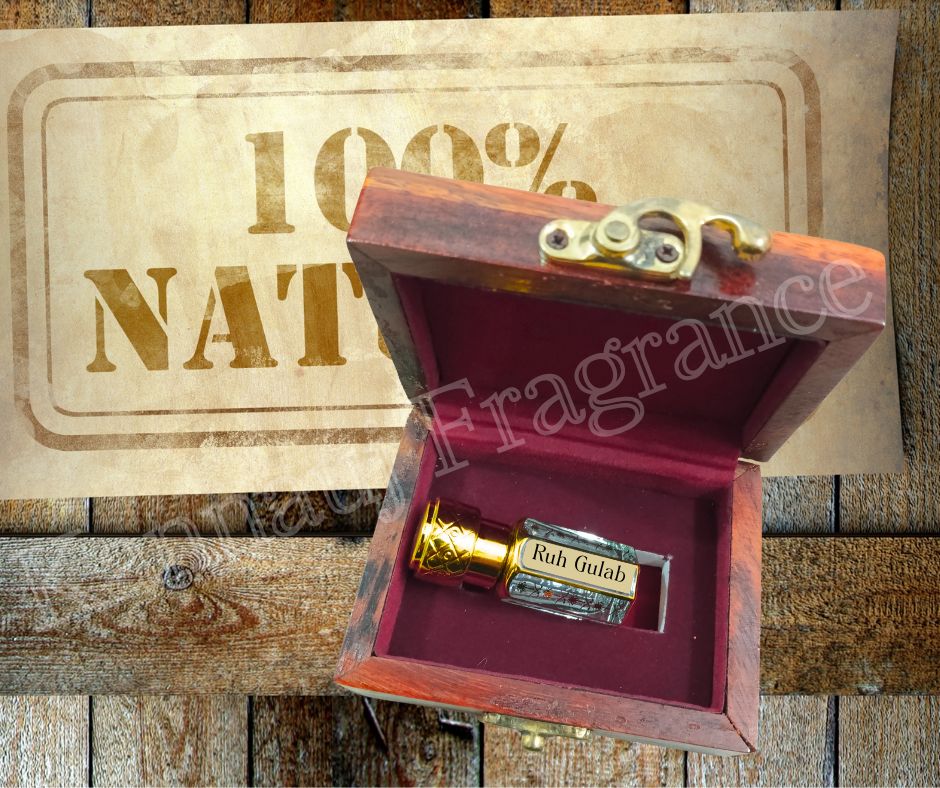 Ruh Gulab Attar Premium Wooden Box By Kannauj | Pure & Natural Attar