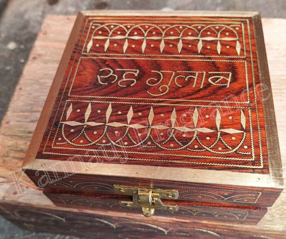 Ruh Gulab Attar Premium Wooden Box By Kannauj | Pure & Natural Attar