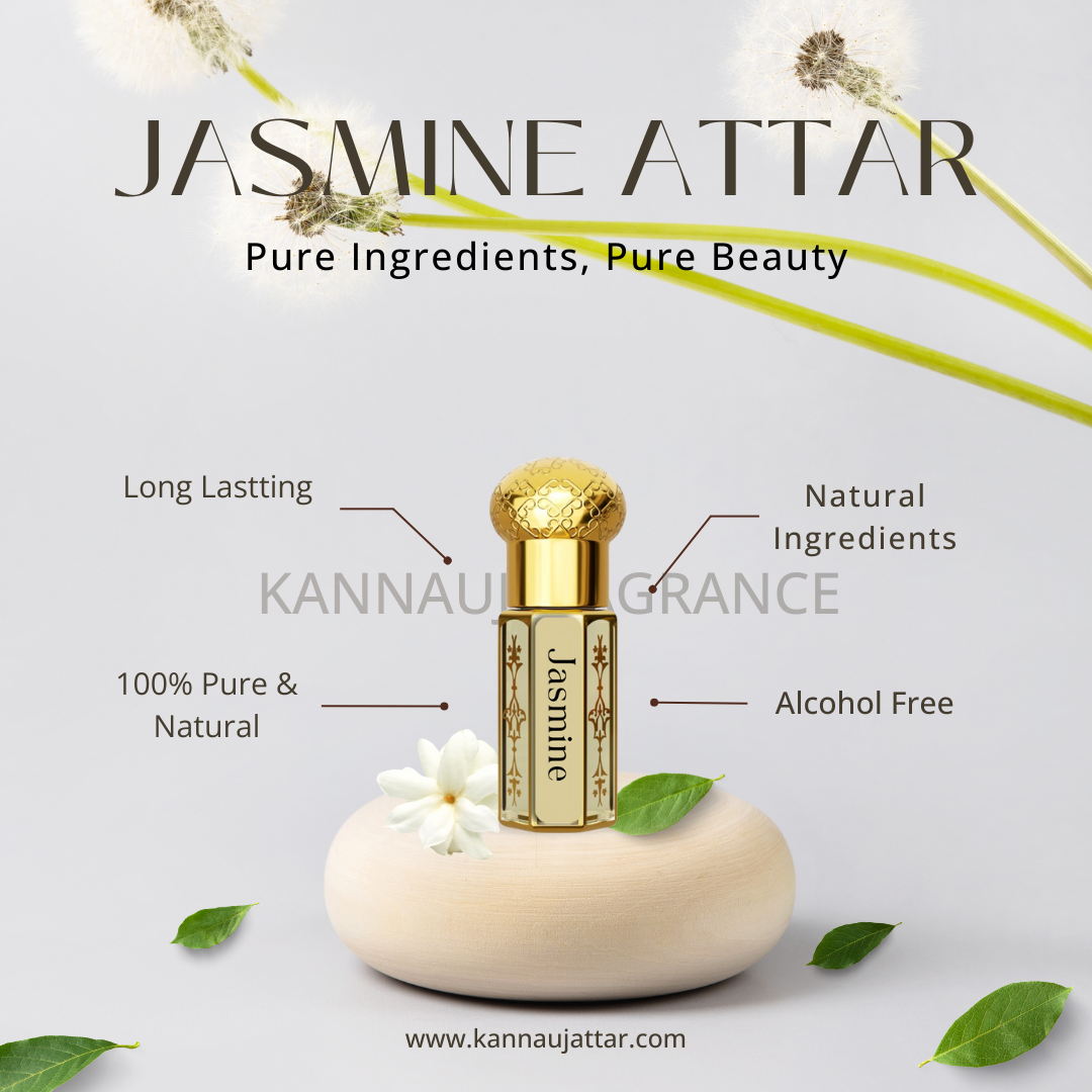 Jasmine Attar (Jasminum sambac) | Authentic Indian Attar | Pure Natural Jasmine Attar By Kannauj