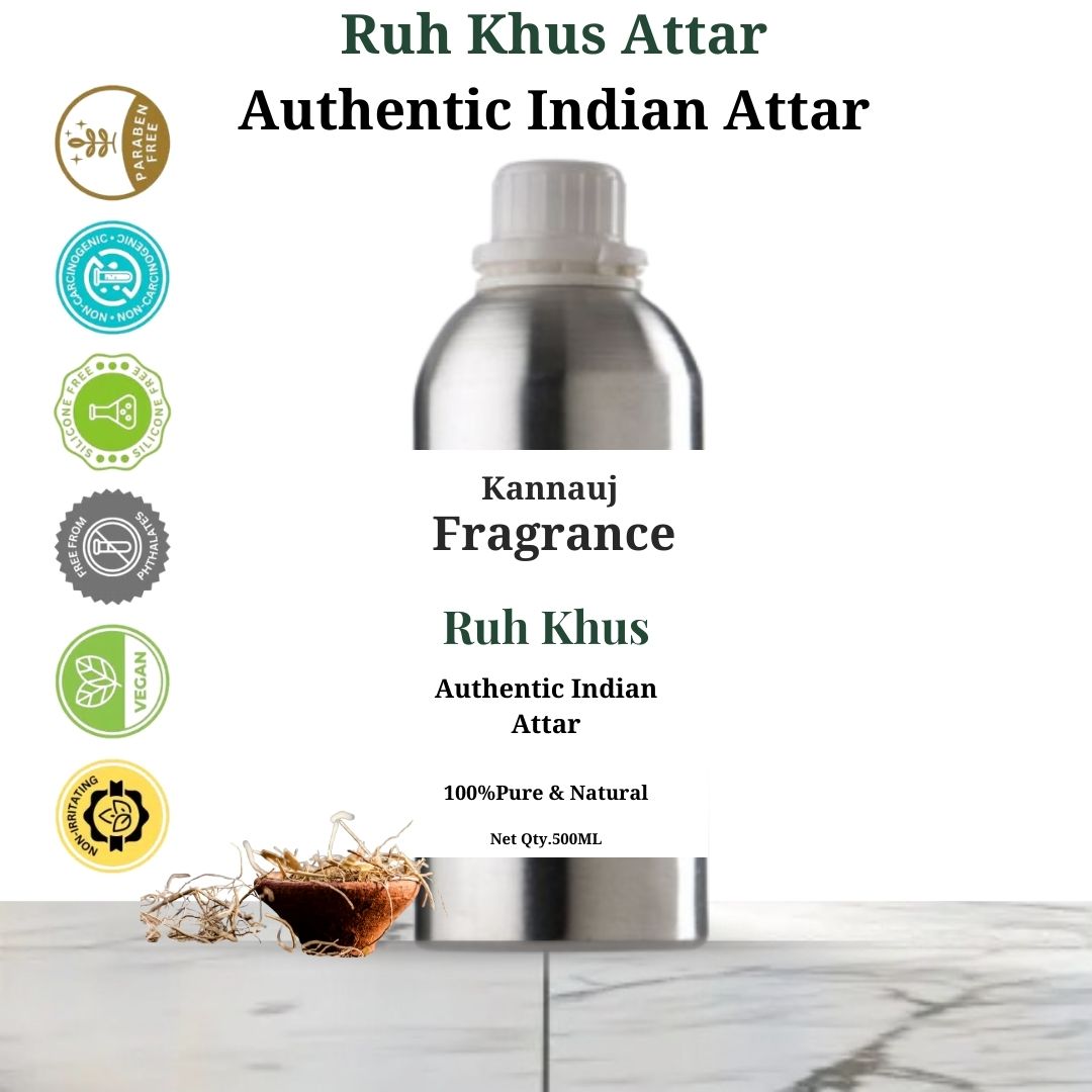 Ruh Khus (Vetiver) | Attar Authentic Indian Attar | Pure Natural Mitti Attar By Kannauj