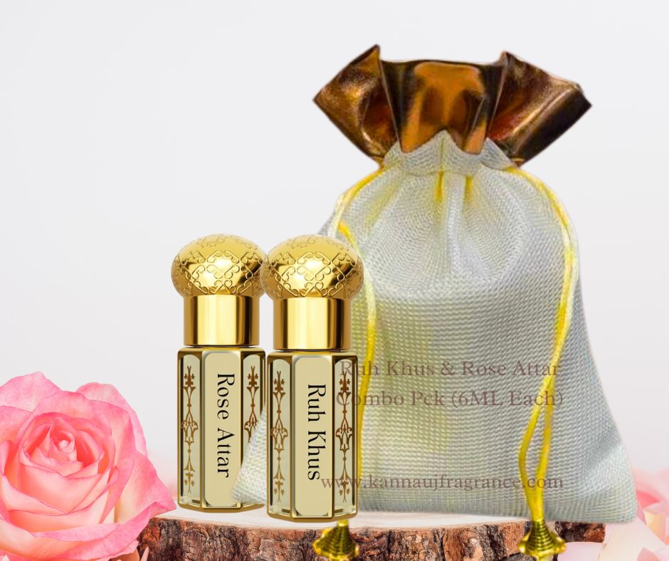 Ruh Khus & Rose Attar Combo Pack (6ML Each)