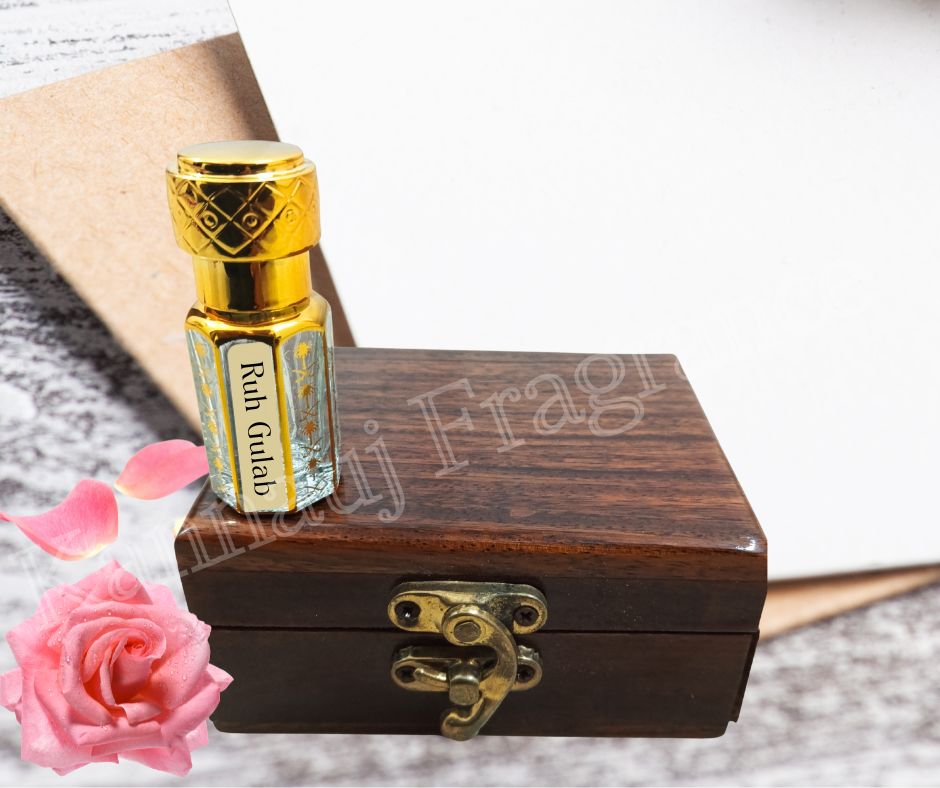 Ruh Gulab Attar Premium Wooden Box By Kannauj | Pure & Natural Attar