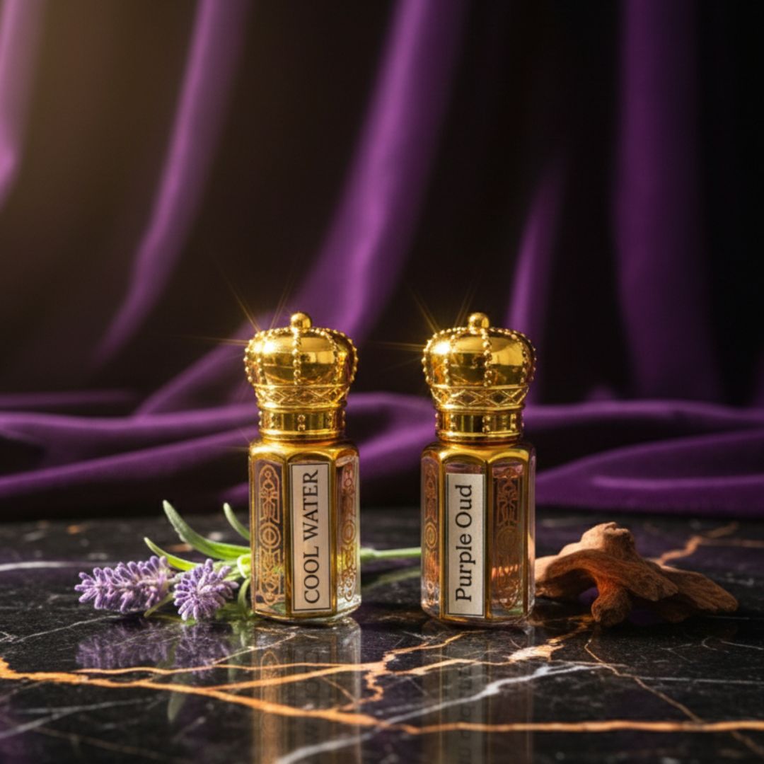 Cool Water Attar & Purple Oud Attar Combo Pack (6ML Each) — A Drop of Royalty in Every Note