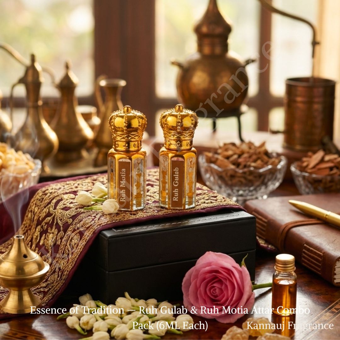 Essence of Tradition — Ruh Gulab & Ruh Motia Attar Combo Pack (6ML Each)