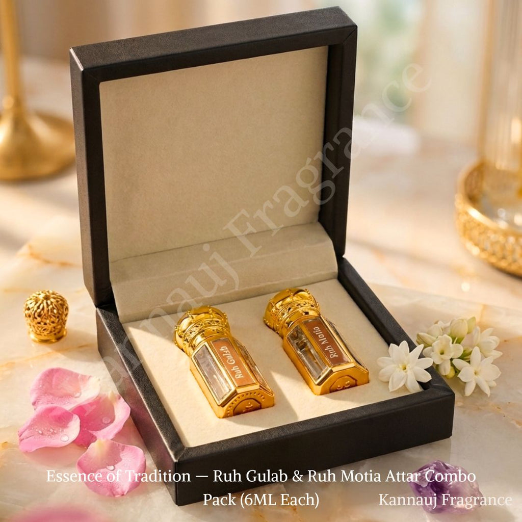 Essence of Tradition — Ruh Gulab & Ruh Motia Attar Combo Pack (6ML Each)
