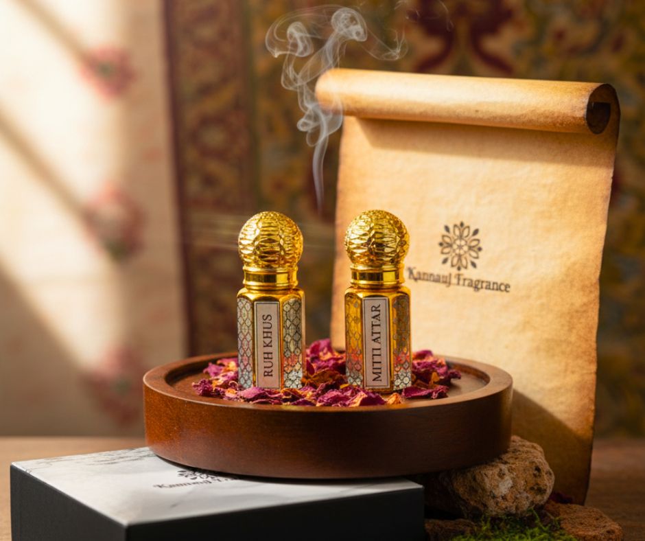 Royal Attar Collection  — Mitti Attar & Ruh Khus Combo Pack (6ML Each)