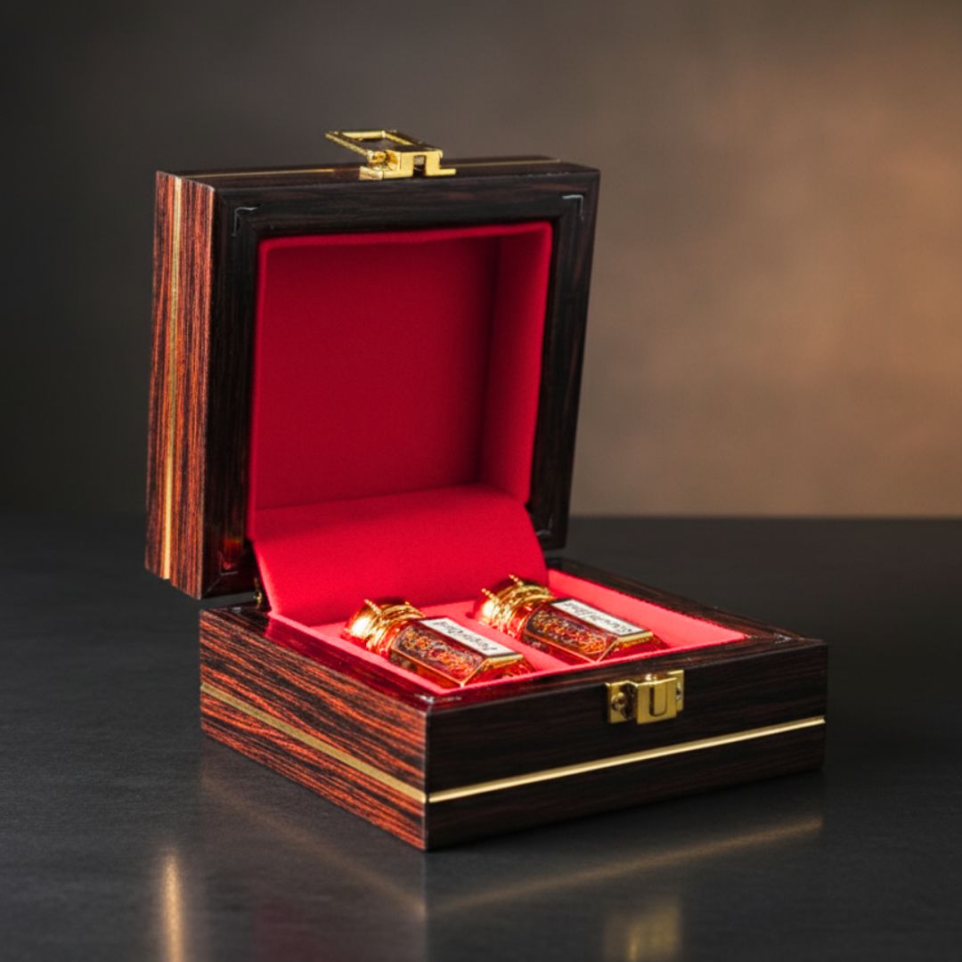 Two Exquisite Fragrances — Buy Attar Gift Set Combo Pack (Purple Oud Attar & Gucci Flora Attar) 6ML Each